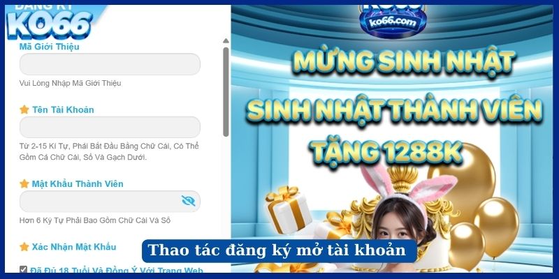 Thao tác đăng ký mở tài khoản 