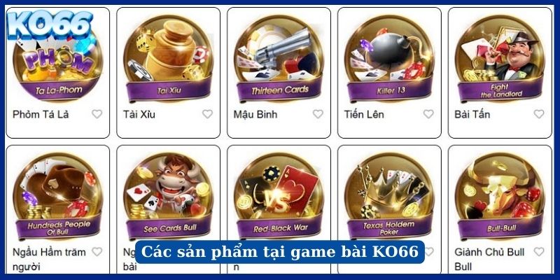 Các sản phẩm tại game bài KO66